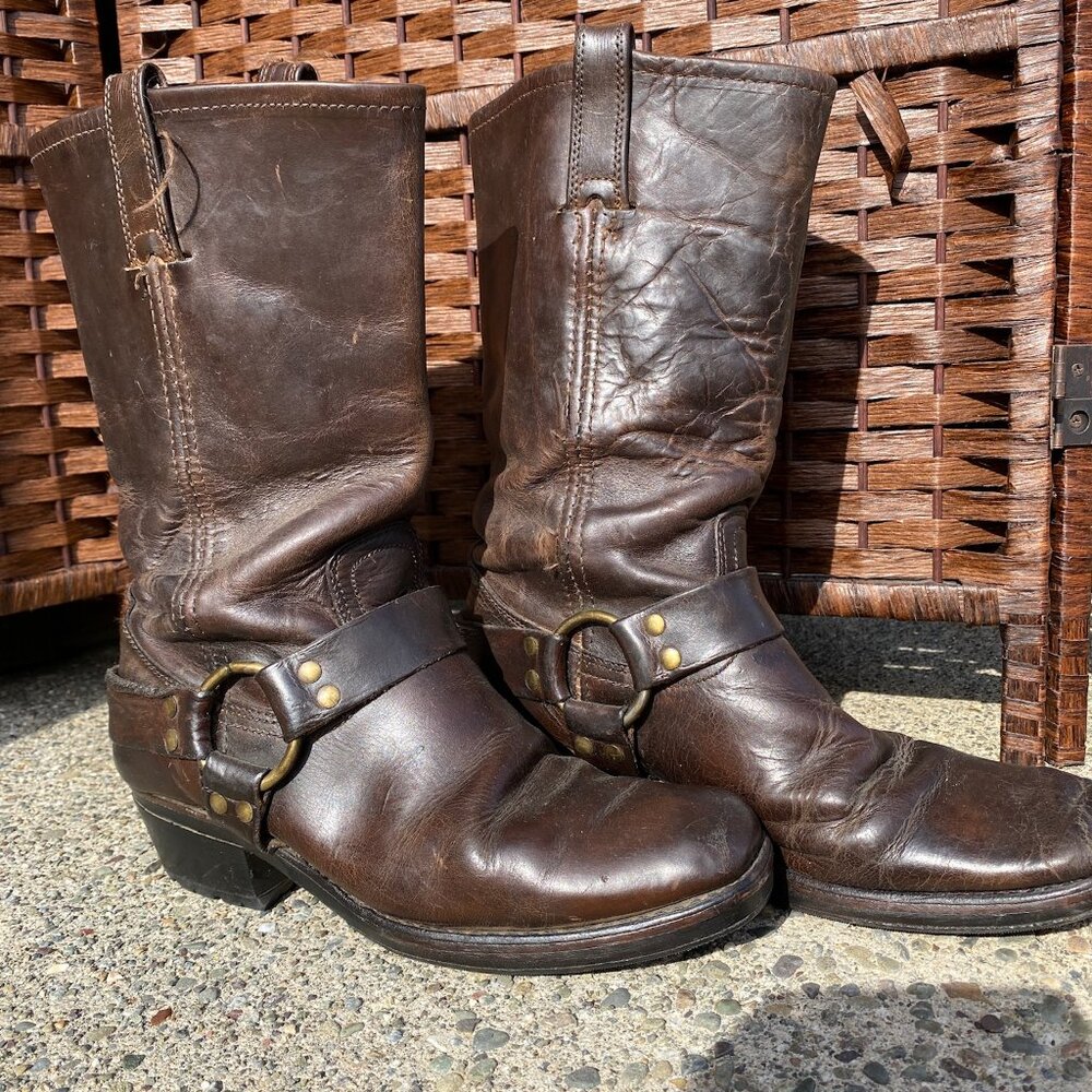 Brown Leather Frye Boots, Size 9